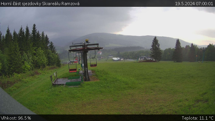 Skiarena R3 Ramzová - Horní část sjezdovky Skiareálu Ramzová - 19.5.2024 v 07:00