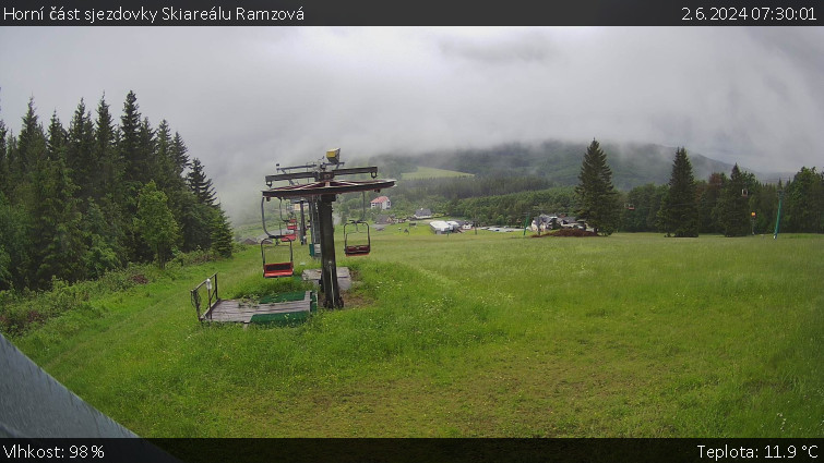 Skiarena R3 Ramzová - Horní část sjezdovky Skiareálu Ramzová - 2.6.2024 v 07:30