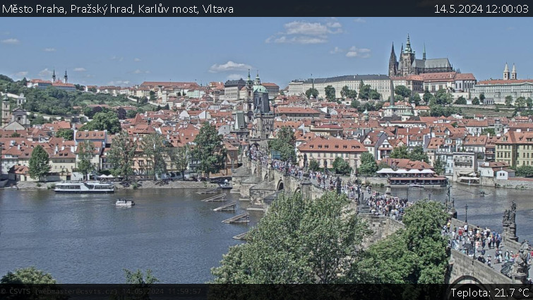 Město Praha - Pražský hrad, Karlův most, Vltava - 14.5.2024 v 12:00