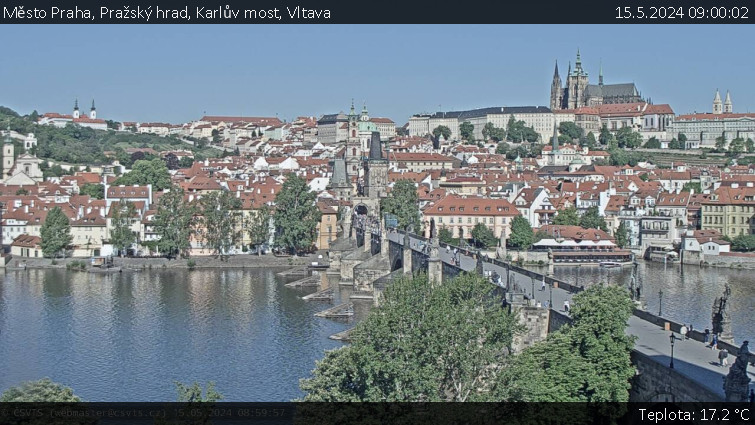Město Praha - Pražský hrad, Karlův most, Vltava - 15.5.2024 v 09:00