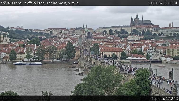 Město Praha - Pražský hrad, Karlův most, Vltava - 3.6.2024 v 13:00
