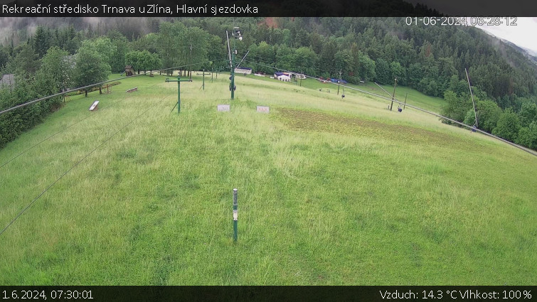 Rekreační středisko Trnava u Zlína - Hlavní sjezdovka - 1.6.2024 v 07:30