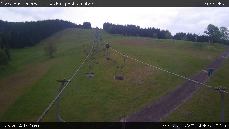 Snow park Paprsek - Lanovka - pohled nahoru - 18.5.2024 v 16:00