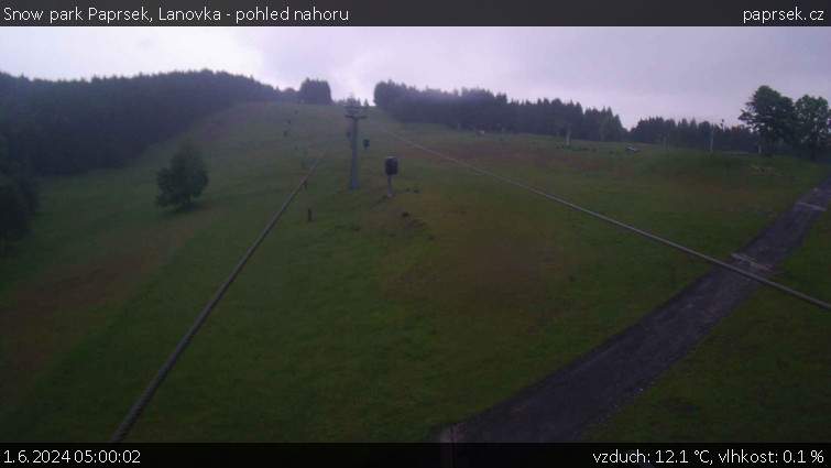 Snow park Paprsek - Lanovka - pohled nahoru - 1.6.2024 v 05:00