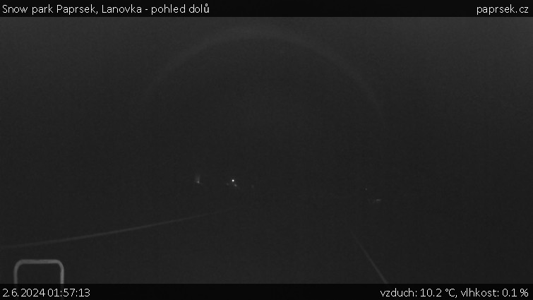 Snow park Paprsek - Lanovka - pohled dolů - 2.6.2024 v 01:57