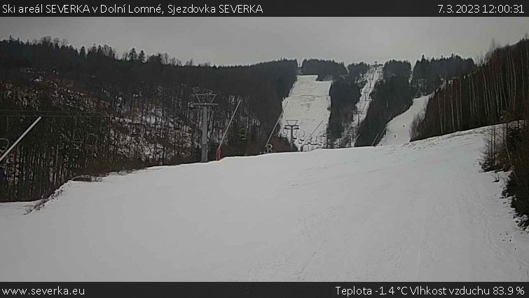 Ski areál SEVERKA v Dolní Lomné - Sjezdovka SEVERKA - 7.3.2023 v 12:00