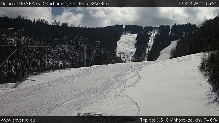 Ski areál SEVERKA v Dolní Lomné - Sjezdovka SEVERKA - 12.3.2023 v 12:00