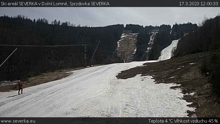 Ski areál SEVERKA v Dolní Lomné - Sjezdovka SEVERKA - 17.3.2023 v 12:00