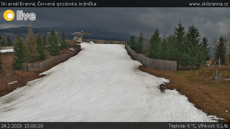Ski areál Branná - Červená sjezdovka Jednička - 24.2.2023 v 15:00