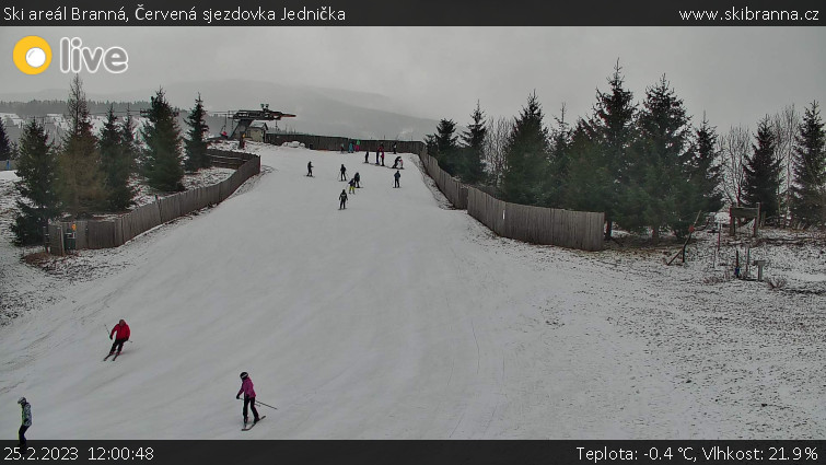 Ski areál Branná - Červená sjezdovka Jednička - 25.2.2023 v 12:00