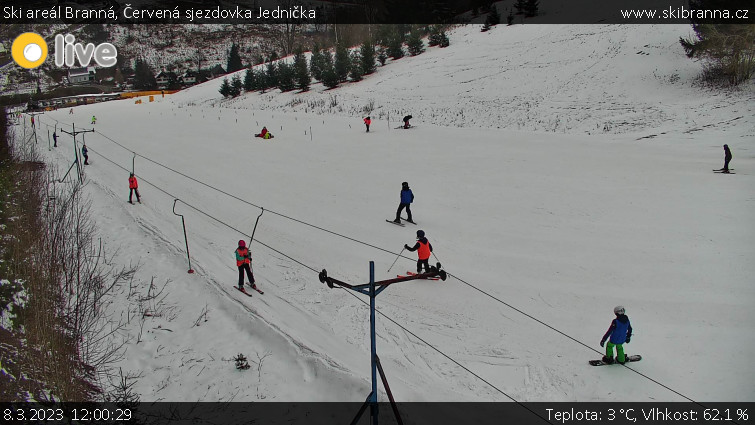 Ski areál Branná - Červená sjezdovka Jednička - 8.3.2023 v 12:00