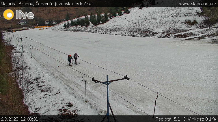Ski areál Branná - Červená sjezdovka Jednička - 9.3.2023 v 12:00