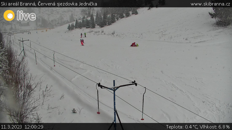 Ski areál Branná - Červená sjezdovka Jednička - 11.3.2023 v 12:00