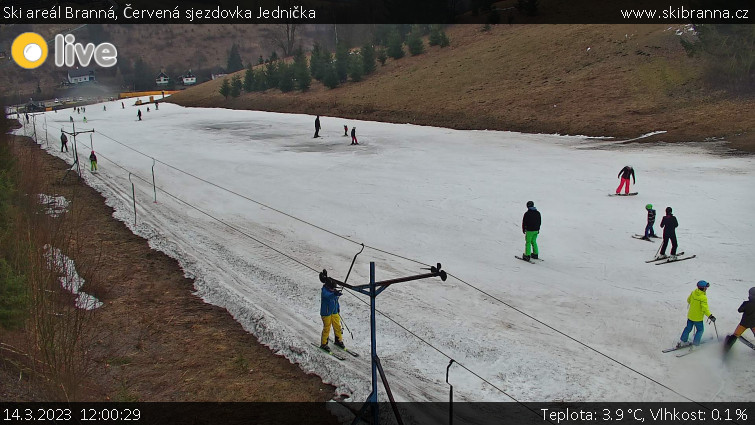 Ski areál Branná - Červená sjezdovka Jednička - 14.3.2023 v 12:00