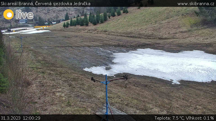 Ski areál Branná - Červená sjezdovka Jednička - 31.3.2023 v 12:00
