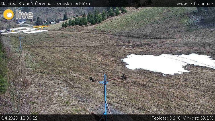Ski areál Branná - Červená sjezdovka Jednička - 6.4.2023 v 12:00