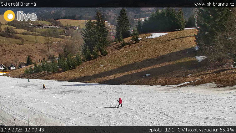 Ski areál Branná - Ski Branná - horní kamera - 10.3.2023 v 12:00