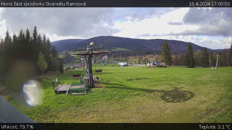 Skiarena R3 Ramzová - Horní část sjezdovky Skiareálu Ramzová - 18.4.2024 v 17:00