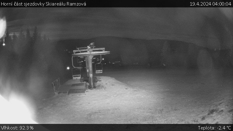 Skiarena R3 Ramzová - Horní část sjezdovky Skiareálu Ramzová - 19.4.2024 v 04:00