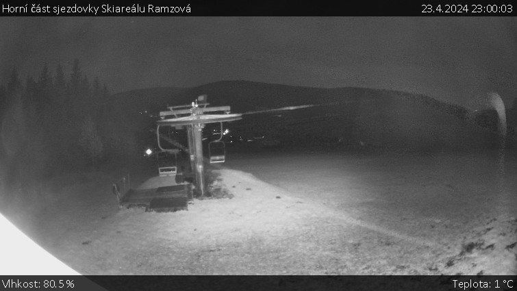 Skiarena R3 Ramzová - Horní část sjezdovky Skiareálu Ramzová - 23.4.2024 v 23:00