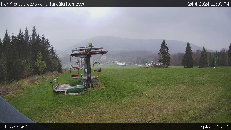 Skiarena R3 Ramzová - Horní část sjezdovky Skiareálu Ramzová - 24.4.2024 v 11:00