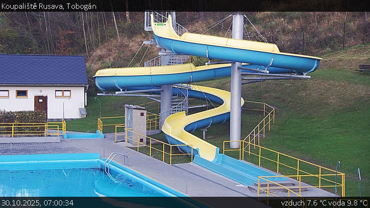 Koupaliště Rusava - Tobogán - 30.10.2025 v 07:00 Koupaliště Rusava - Tobogán - 30.10.2025 v 07:00