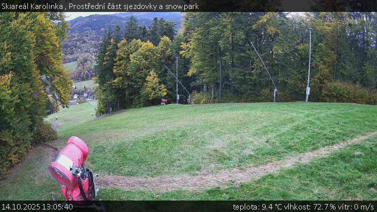 Skiareál Karolinka - Prostřední část sjezdovky a snowpark - 14.10.2025 v 13:05 Skiareál Karolinka - Prostřední část sjezdovky a snowpark - 14.10.2025 v 13:05