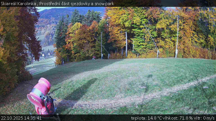 Skiareál Karolinka - Prostřední část sjezdovky a snowpark - 22.10.2025 v 14:35 Skiareál Karolinka - Prostřední část sjezdovky a snowpark - 22.10.2025 v 14:35