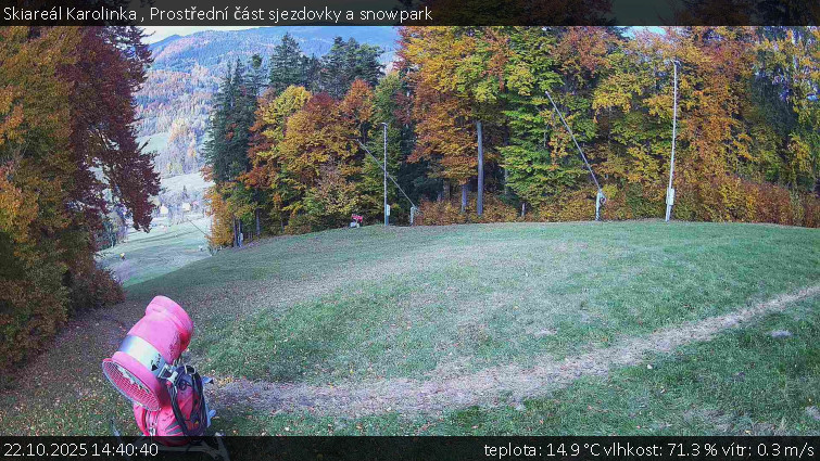 Skiareál Karolinka - Prostřední část sjezdovky a snowpark - 22.10.2025 v 14:40 Skiareál Karolinka - Prostřední část sjezdovky a snowpark - 22.10.2025 v 14:40