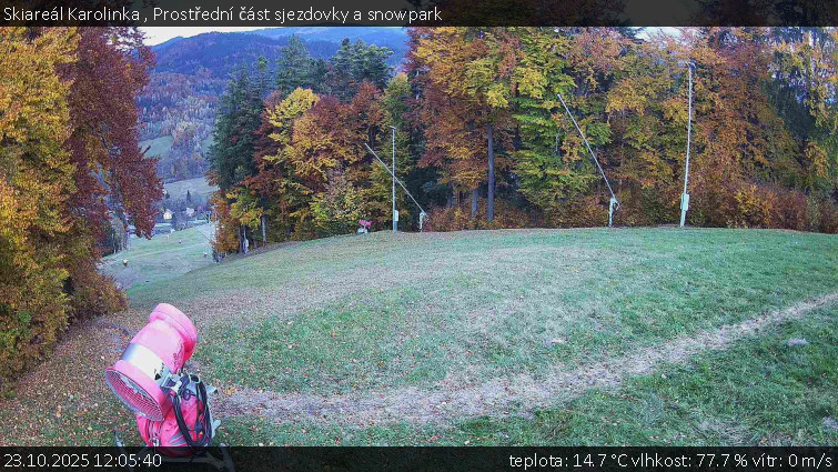 Skiareál Karolinka - Prostřední část sjezdovky a snowpark - 23.10.2025 v 12:05 Skiareál Karolinka - Prostřední část sjezdovky a snowpark - 23.10.2025 v 12:05