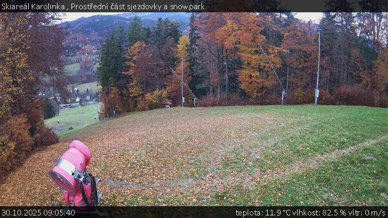 Skiareál Karolinka  - Prostřední část sjezdovky a snowpark - 30.10.2025 v 09:05 Skiareál Karolinka  - Prostřední část sjezdovky a snowpark - 30.10.2025 v 09:05