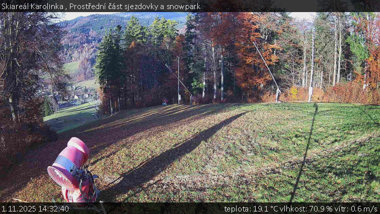 Skiareál Karolinka  - Prostřední část sjezdovky a snowpark - 1.11.2025 v 14:32 Skiareál Karolinka  - Prostřední část sjezdovky a snowpark - 1.11.2025 v 14:32