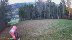 Prostřední část sjezdovky a snowpark