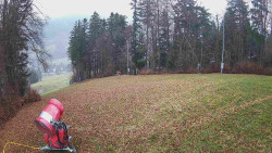 Prostřední část sjezdovky a snowpark