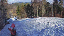 Prostřední část sjezdovky a snowpark
