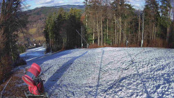 Prostřední část sjezdovky a snowpark