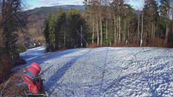 Prostřední část sjezdovky a snowpark