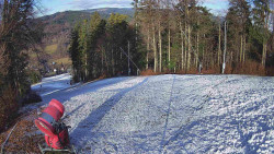 Prostřední část sjezdovky a snowpark