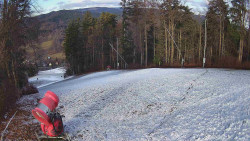 Prostřední část sjezdovky a snowpark