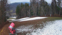 Prostřední část sjezdovky a snowpark