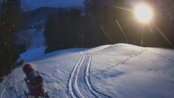Prostřední část sjezdovky a snowpark