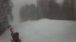 Prostřední část sjezdovky a snowpark