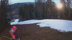 Prostřední část sjezdovky a snowpark