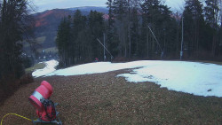 Prostřední část sjezdovky a snowpark