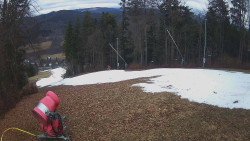 Prostřední část sjezdovky a snowpark