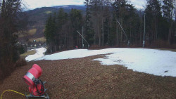 Prostřední část sjezdovky a snowpark