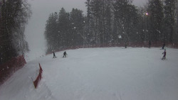Prostřední část sjezdovky a snowpark