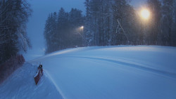 Prostřední část sjezdovky a snowpark