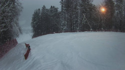 Prostřední část sjezdovky a snowpark