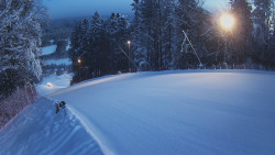Prostřední část sjezdovky a snowpark